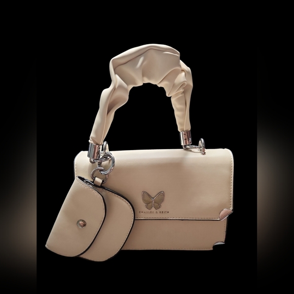 Charles & Keith Beige Shoulder Bag with Pouch - Picture 1 of 6